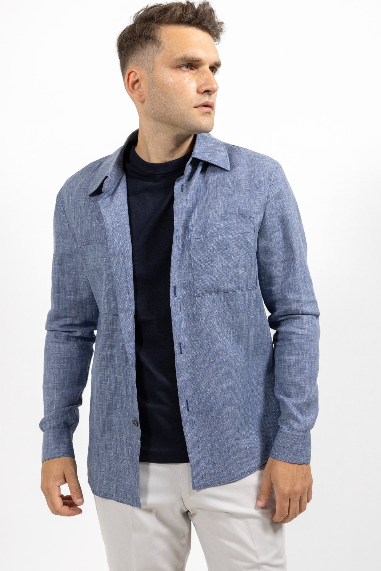 Overshirt hopsack blue. Sacou
