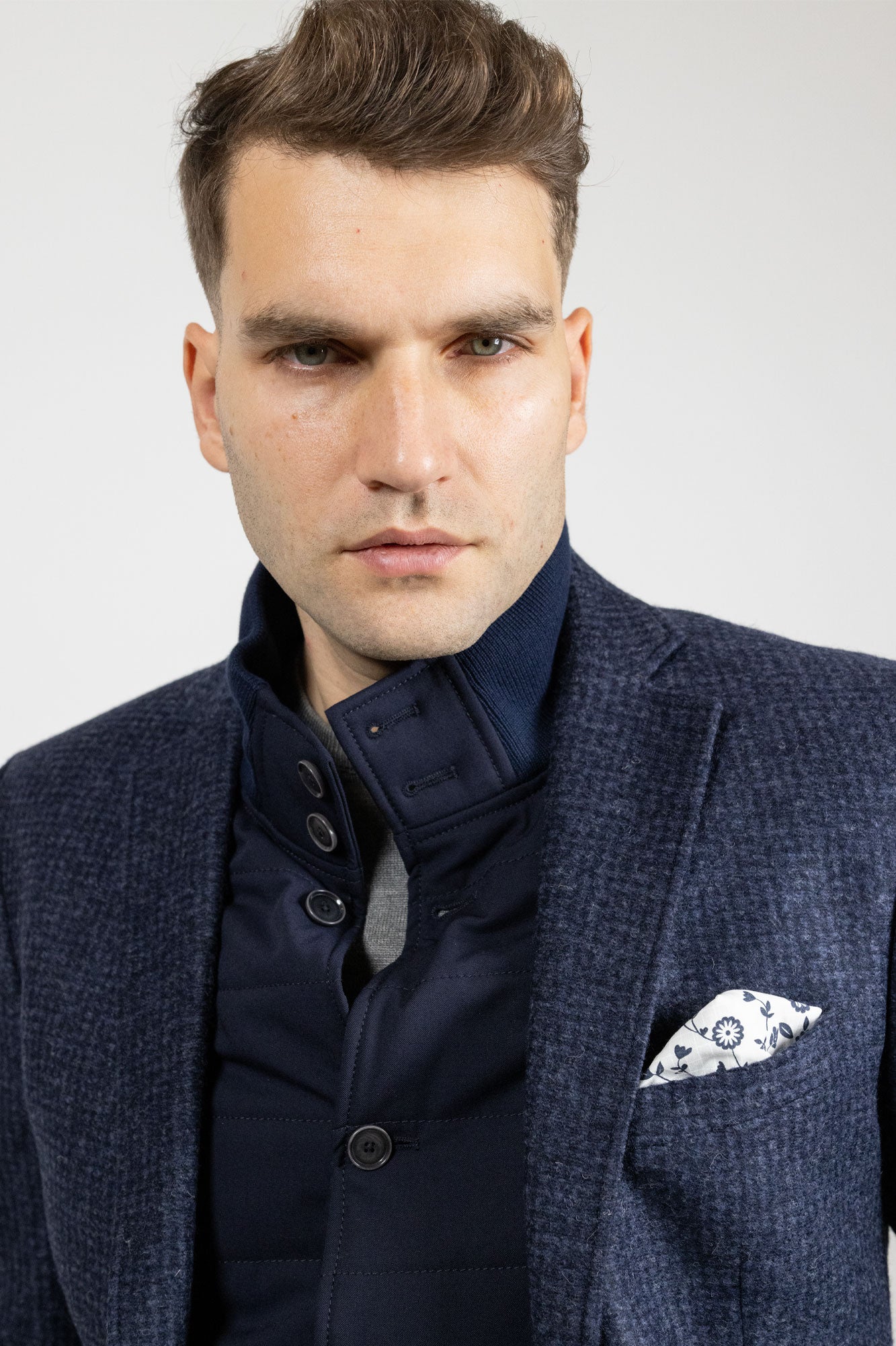 Arno Jersey Navy . Sacou