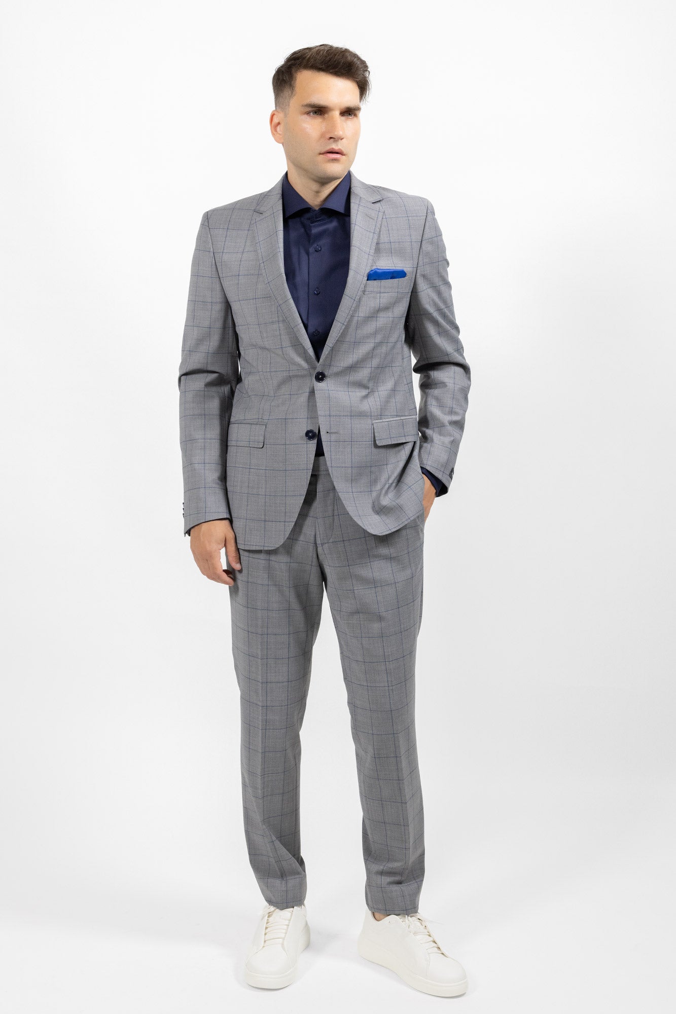 Calabria Check Grey/Blue . Costum