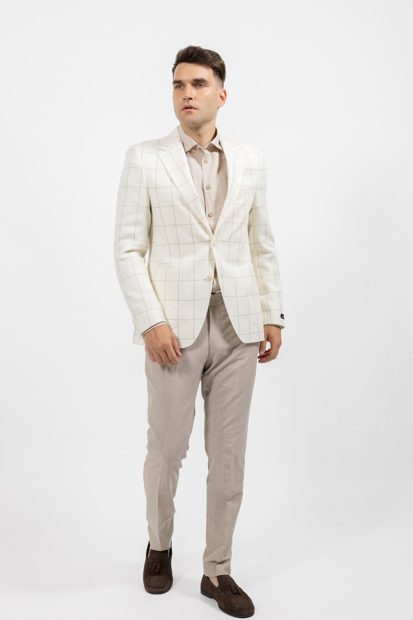 Calabria check cream. Sacou