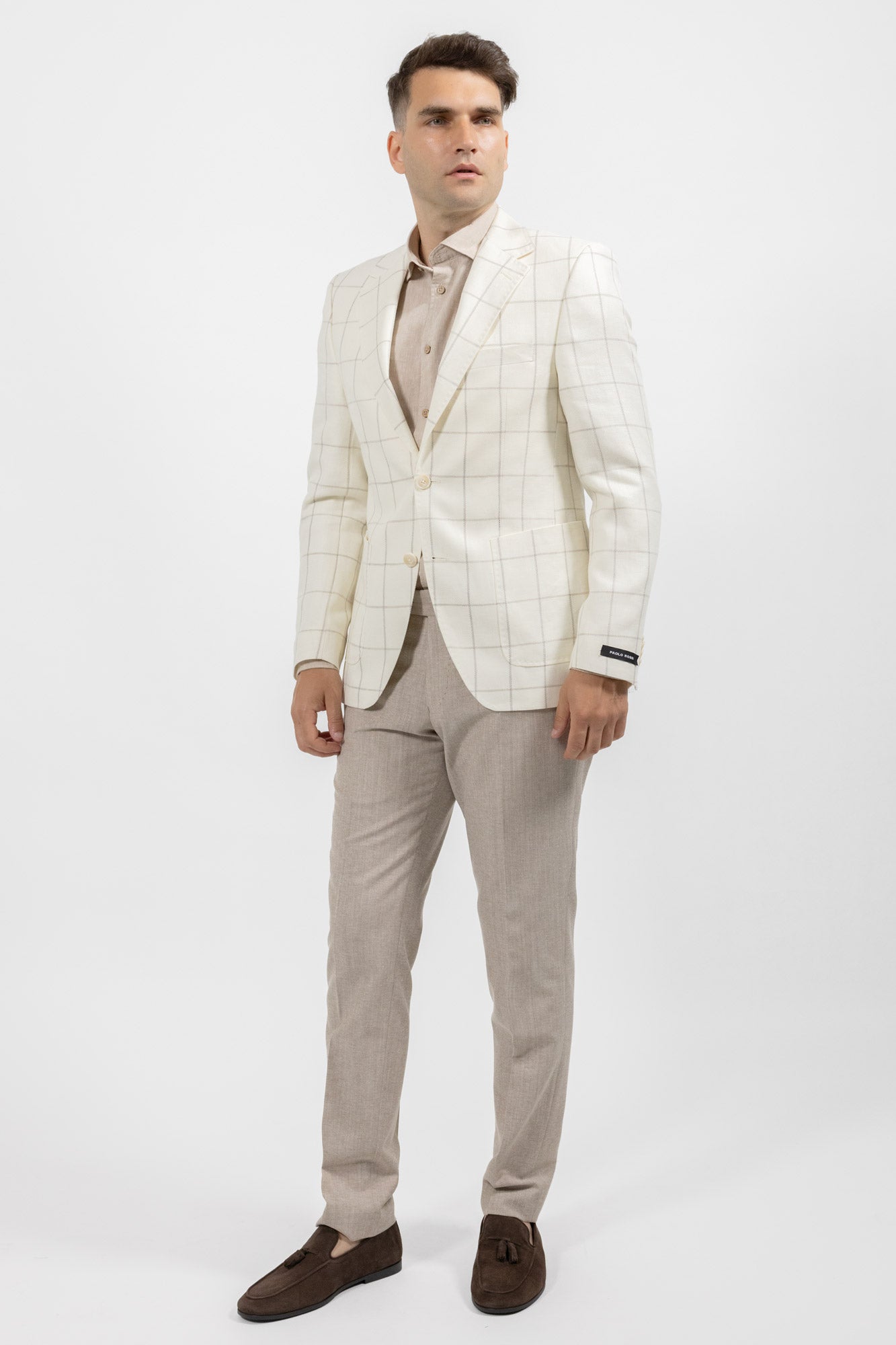 Calabria check cream. Sacou