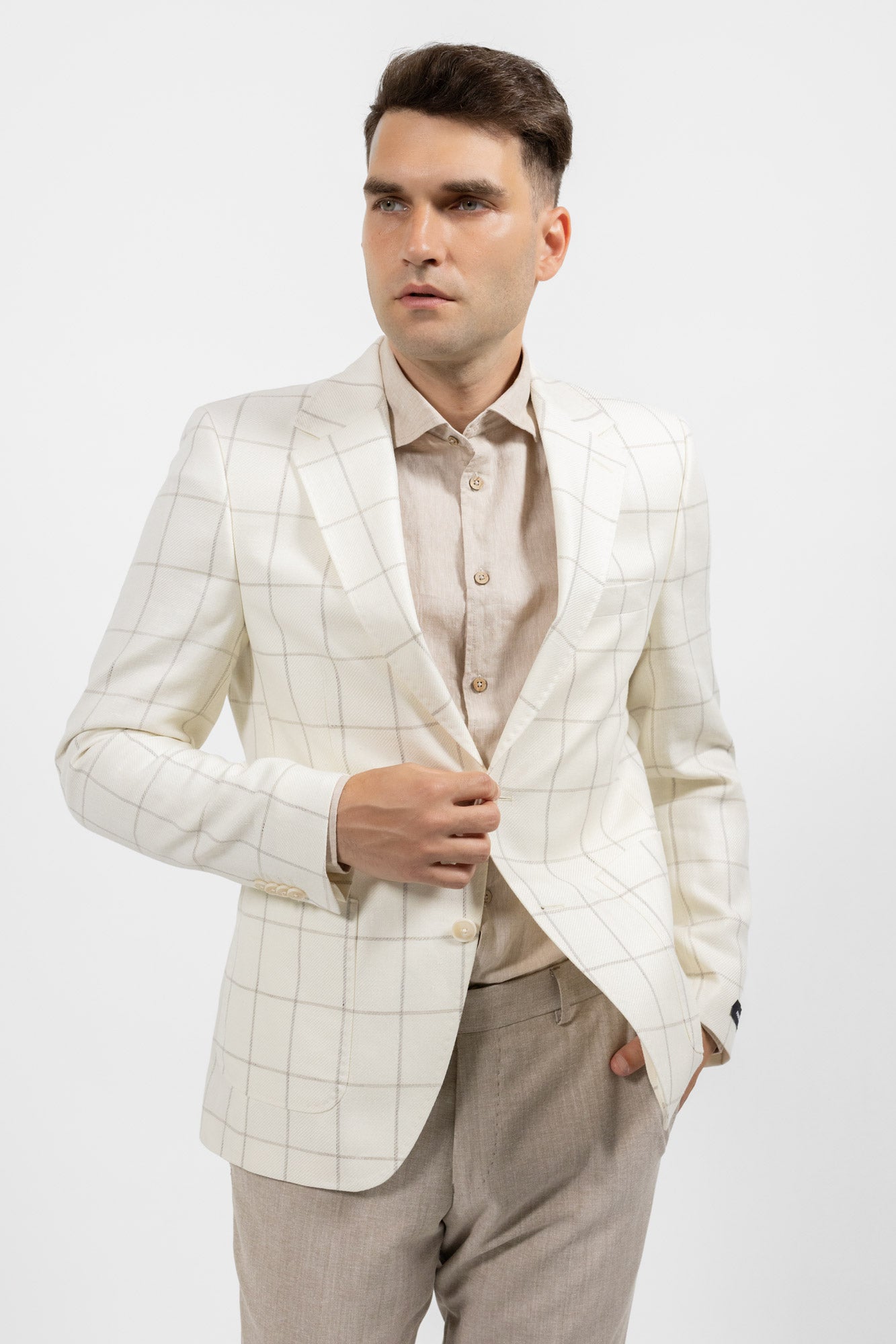 Calabria check cream. Sacou