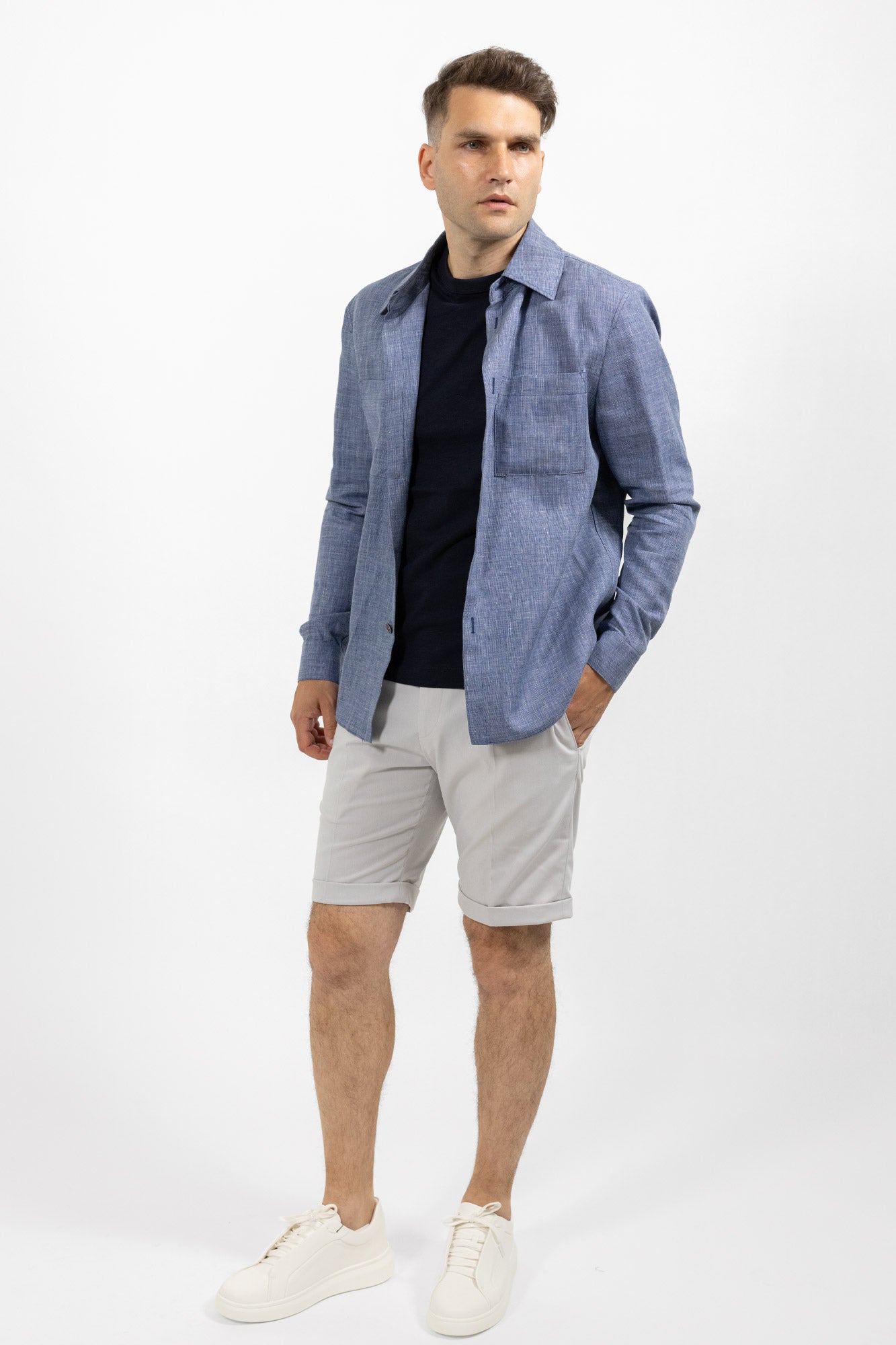 Overshirt hopsack blue. Sacou