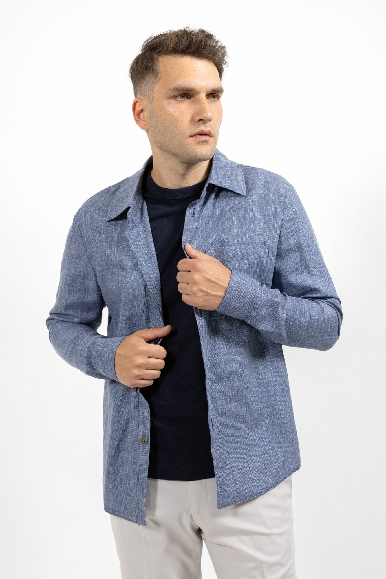 Overshirt hopsack blue. Sacou
