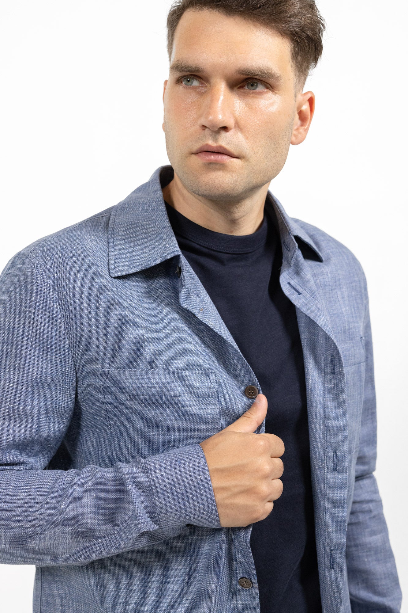 Overshirt hopsack blue. Sacou