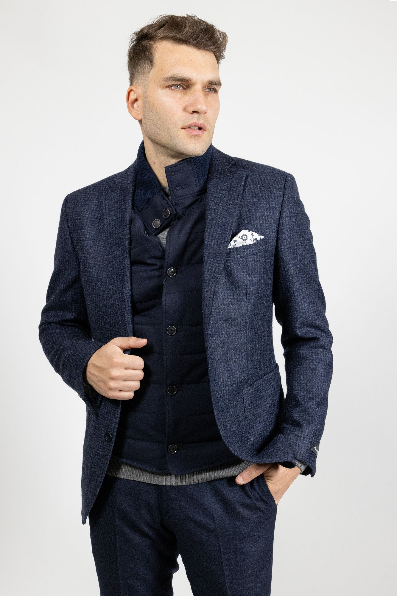 Arno Jersey Navy . Sacou